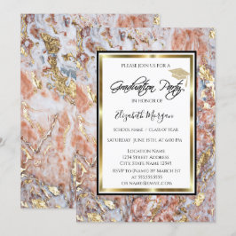 Cool Marble Gold Glitter Gradup Afstuderen Kaart
