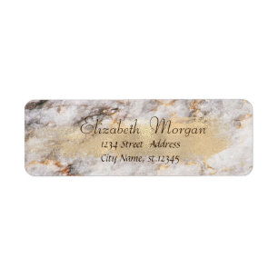Cool Marble Granite Stone, Faux Gold Brush Stroke Etiket