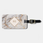 Cool Marble Granite Stone Texture, Monogram Bagagelabel (Voorkant horizontaal)