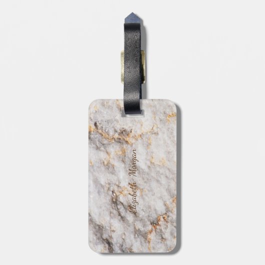 Cool Marble Granite Stone Texture, Monogram Bagagelabel (Achterkant verticaal)