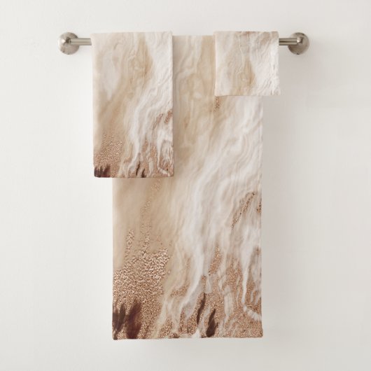 Cool Marble Granite Texture Brown Gold Bad Handdoek (Insitu)