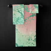 Cool Marble | Mooie pastelkoraal en groene ombre Bad Handdoek