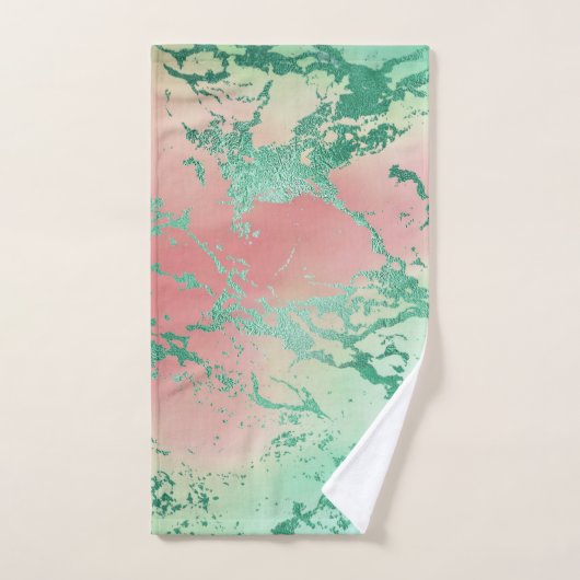 Cool Marble | Mooie pastelkoraal en groene ombre Bad Handdoek (Handdoek)