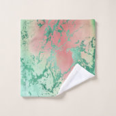 Cool Marble | Mooie pastelkoraal en groene ombre Bad Handdoek (Wasdoekje)