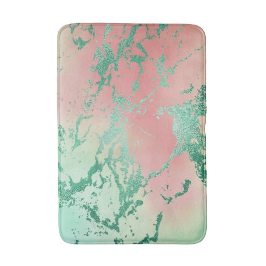 Cool Marble | Mooie pastelkoraal en groene ombre Badmat (Voorkant Verticaal)