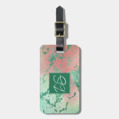 Cool Marble | Mooie pastelkoraal en groene ombre Bagagelabel (Voorkant verticaal)