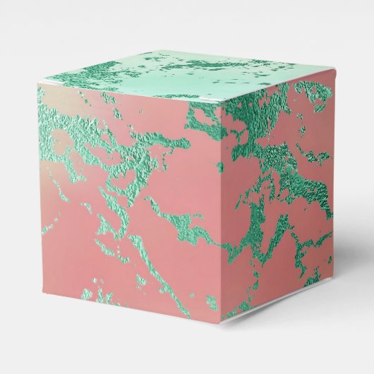 Cool Marble | Mooie pastelkoraal en groene ombre Bedankdoosjes (Voorkant Zijde)