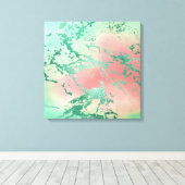 Cool Marble | Mooie pastelkoraal en groene ombre Canvas Afdruk (Insitu (Houten vloer))