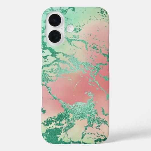 Cool Marble | Mooie pastelkoraal en groene ombre Case-Mate iPhone Case (Achterkant)