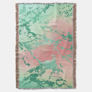 Cool Marble   Mooie pastelkoraal en groene ombre Deken