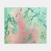 Cool Marble | Mooie pastelkoraal en groene ombre Fleece Deken (Voorkant (Horizontaal))