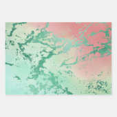 Cool Marble | Mooie pastelkoraal en groene ombre Inpakpapier Vel (Voorkant 2)