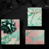 Cool Marble | Mooie pastelkoraal en groene ombre Inpakpapier Vel