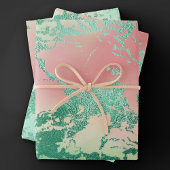 Cool Marble | Mooie pastelkoraal en groene ombre Inpakpapier Vel
