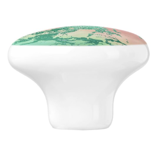 Cool Marble | Mooie pastelkoraal en groene ombre Keramische Knop (Zijkant)