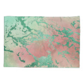 Cool Marble | Mooie pastelkoraal en groene ombre Kussensloop (Achterkant)