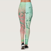 Cool Marble | Mooie pastelkoraal en groene ombre Leggings (Achterkant)