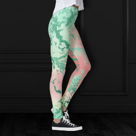 Cool Marble | Mooie pastelkoraal en groene ombre Leggings