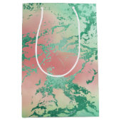Cool Marble | Mooie pastelkoraal en groene ombre Medium Cadeauzakje (Voorkant)