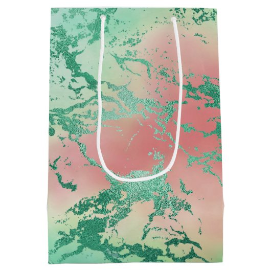 Cool Marble | Mooie pastelkoraal en groene ombre Medium Cadeauzakje (Achterkant)