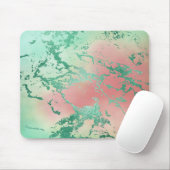Cool Marble | Mooie pastelkoraal en groene ombre Muismat (Met muis)