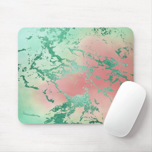 Cool Marble | Mooie pastelkoraal en groene ombre Muismat (Met muis)