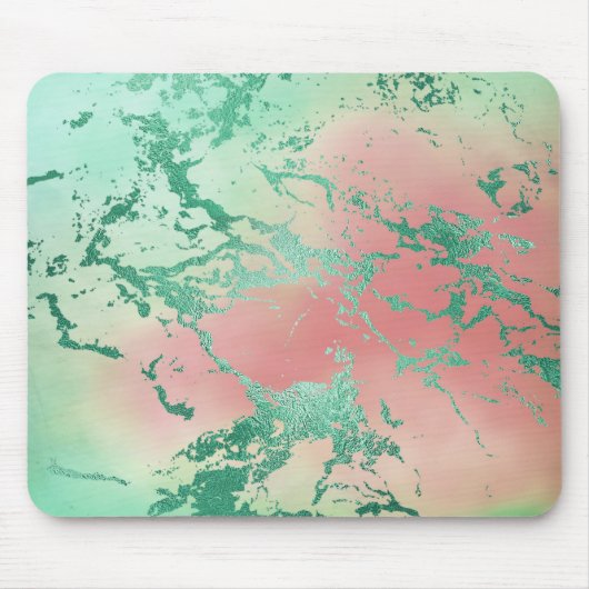 Cool Marble | Mooie pastelkoraal en groene ombre Muismat (Voorkant)