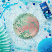Cool Marble | Mooie pastelkoraal en groene ombre Papieren Bordje (Feest)