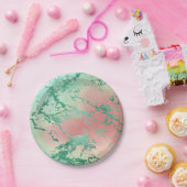 Cool Marble | Mooie pastelkoraal en groene ombre Papieren Bordje (Feest)