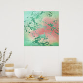 Cool Marble | Mooie pastelkoraal en groene ombre Poster (Keuken)