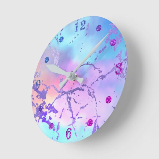 Cool Marble | Mooie pastelkoraal en groene ombre Ronde Klok (Hoek)