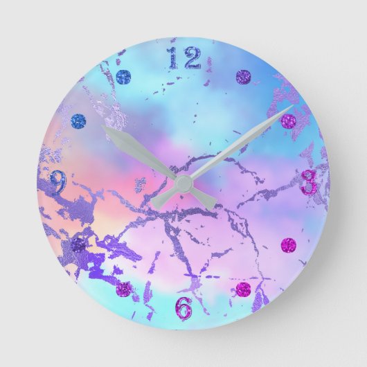 Cool Marble | Mooie pastelkoraal en groene ombre Ronde Klok (Voorkant)