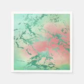 Cool Marble | Mooie pastelkoraal en groene ombre Servet (Voorkant)