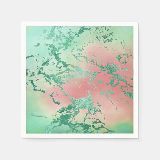 Cool Marble | Mooie pastelkoraal en groene ombre Servet (Voorkant)