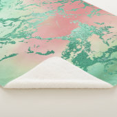 Cool Marble | Mooie pastelkoraal en groene ombre Sherpa Deken (3/4)