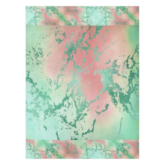 Cool Marble | Mooie pastelkoraal en groene ombre Tafelkleed (Voorkant)
