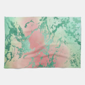 Cool Marble | Mooie pastelkoraal en groene ombre Theedoek (Horizontaal)