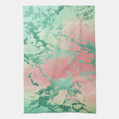 Cool Marble | Mooie pastelkoraal en groene ombre Theedoek (Verticaal)