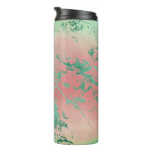 Cool Marble | Mooie pastelkoraal en groene ombre Thermosbeker (Geroteerd rechts)