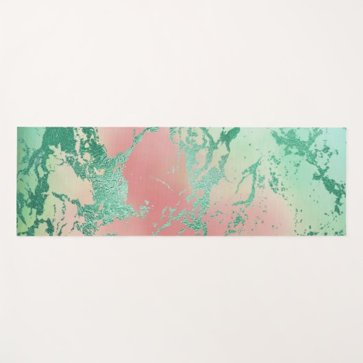 Cool Marble | Mooie pastelkoraal en groene ombre Yogamat (Voorkant (horizontaal))