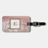 Cool Marble Ombre Glitter Monogram-Gepersonaliseer Bagagelabel (Voorkant horizontaal)