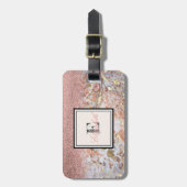 Cool Marble Ombre Glitter Monogram-Gepersonaliseer Bagagelabel (Voorkant verticaal)