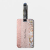 Cool Marble Ombre Glitter Monogram-Gepersonaliseer Bagagelabel (Achterkant verticaal)
