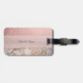Cool Marble Ombre Glitter Monogram-Gepersonaliseer Bagagelabel (Achterkant horizontaal)