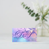 Cool Marble | Pastel Paars blauw roze monogram Visitekaartje (Staand voorkant)