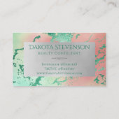 Cool Marble | Pastel Paars blauw roze monogram Visitekaartje (Achterkant)