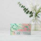 Cool Marble | Pastel Paars blauw roze monogram Visitekaartje (Staand voorkant)