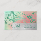 Cool Marble | Pastel Paars blauw roze monogram Visitekaartje (Voorkant)