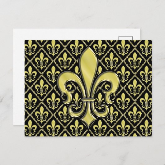 Cool Mardi Gras Fleur de Lis Design Briefkaart (Voorkant / Achterkant)