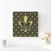 Cool Mardi Gras Fleur de Lis Design Vierkante Klok (Huis)